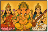 Lord Lakshmi Ganesha Saraswathi I Vinayagar I Spiritual I  Wall Poster / Frame