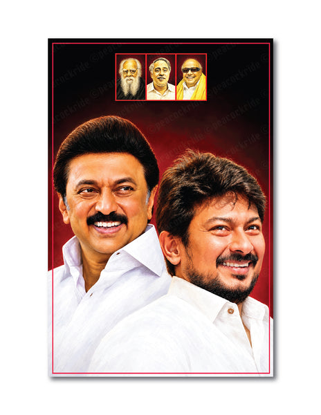 MK Stalin I Udhayanidhi I Periyar, Anna, Kalaignar I DMK Party I Dravida Munnetra Kazhagam I DMK I Wall Poster