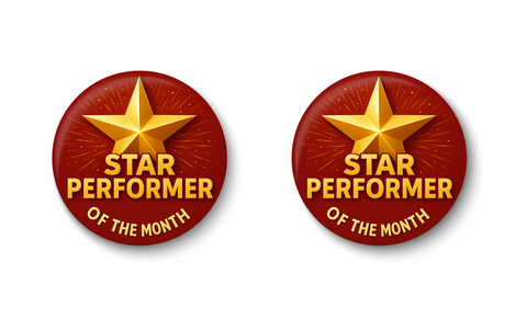Star Performer of the Month Pin Badge | Employee Award Gift PACK Of 2
