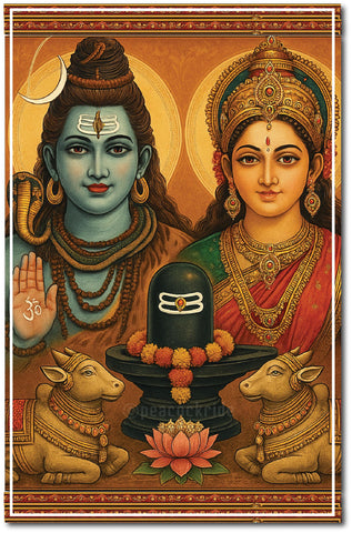Lord Shiva Parvati I Shivan Parvathi I Nandhi I Spiritual I   Wall Poster / Frame