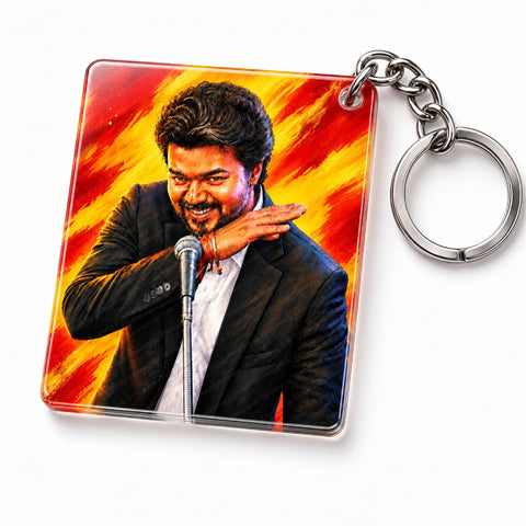 Uyire Thalapathy Vijay I CM Vijay on fire mode I Tamilaga Vettri Kazhagam I TVK I Acrylic Square Key Chain