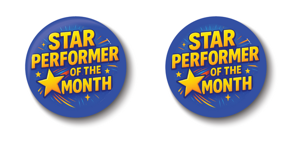 Star Performer of the Month I Office I School I College I Pin Badge PACK of 2