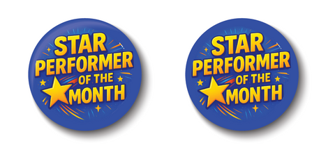 Star Performer of the Month I Office I School I College I Pin Badge PACK of 2
