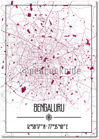 Bengaluru Map  Wall Poster / Frame