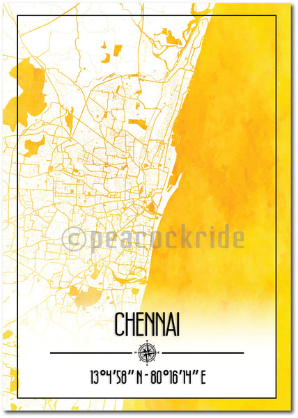 Chennai Map Wall Poster / Frame