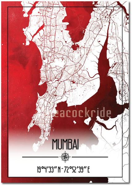 Mumbai Map Wall Poster / Frame