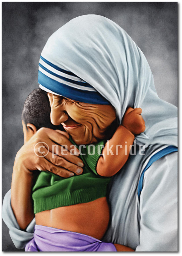 Black And White Mother teresa graphite pencil sketch, Size: A3