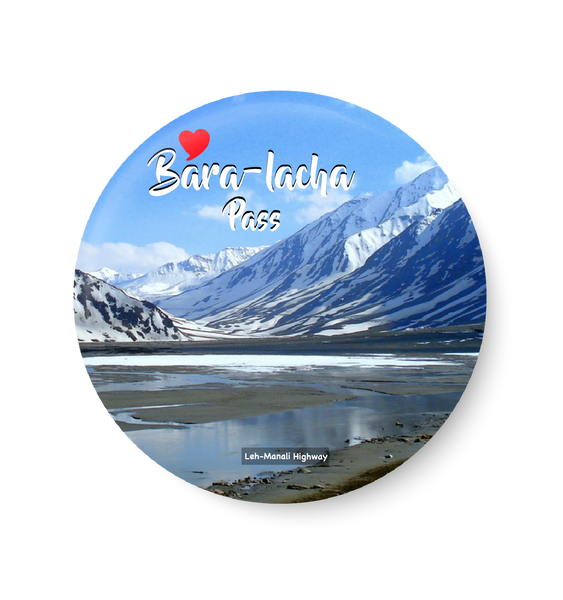 PEACOCKRIDE Love Bara - Lacha Pass I Leh - Manali Highway I Travel Memories I Pin Badge (Metal, MultiColour,75mm)