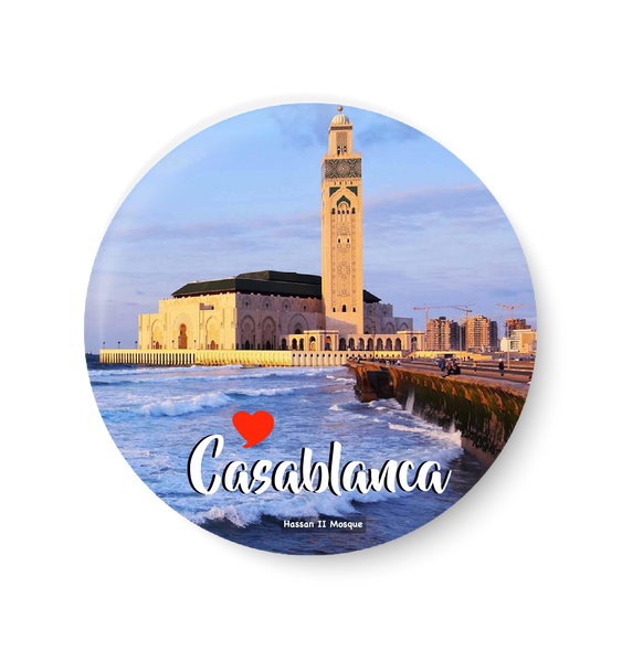 Love Casablanca  Hassan II Mosque, Casablanca  Pin Badge,Casablanca