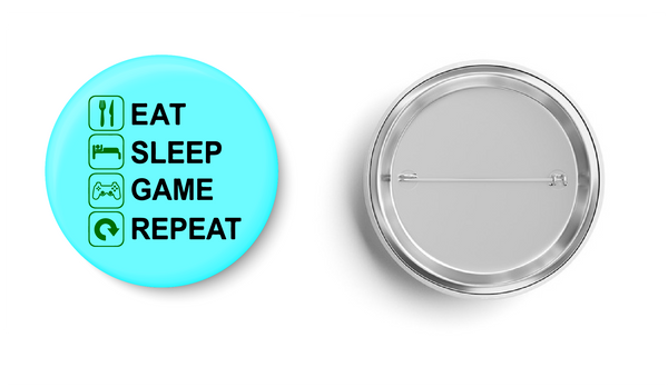 PEACOCKRIDE Love Game I Eat,sleep,Game and Repeat I Pin Badge