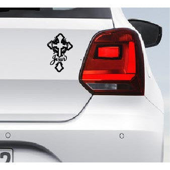 Jesus Christ, "Jesus Christ" Cross Car Bumper Decal