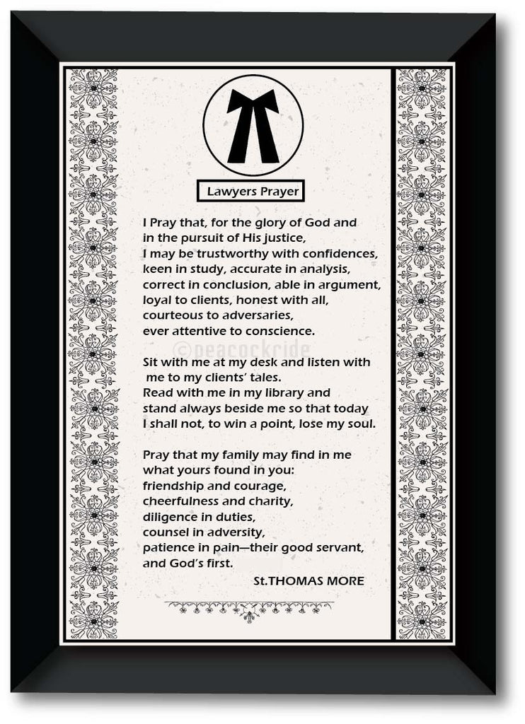 Advocate I Lawyer I Lawyers Prayer I Wall Poster / Frame – Peacockride