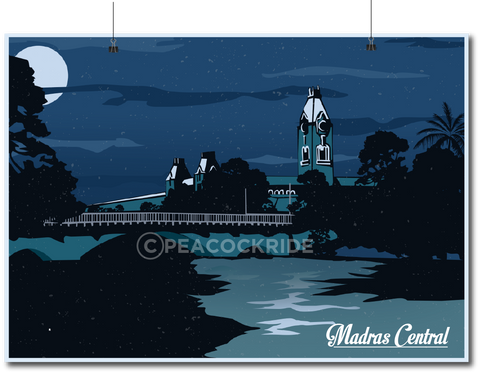 Madras Central Vintage Art Wall Poster/ Frame,Madras Central Vintage Art, Madras