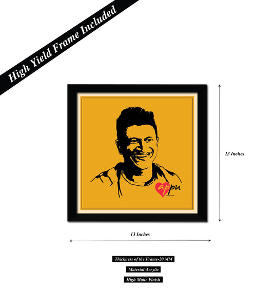 APPU Puneeth Rajkumar I Kannada Cinema I Wall Poster / Frame ( 12X12/Mount/Black )