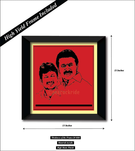 Udhayanidhi Stalin I MK Stalin I DMK I Wall Poster / Frame (12X12/Mount/Black Frame/Glass)