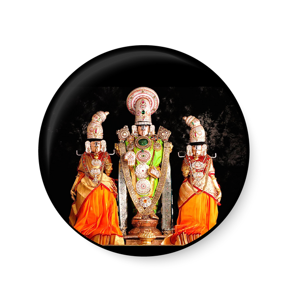 Lord Venkateswara with Goddess Sridevi Bhudevi  Pin Badge