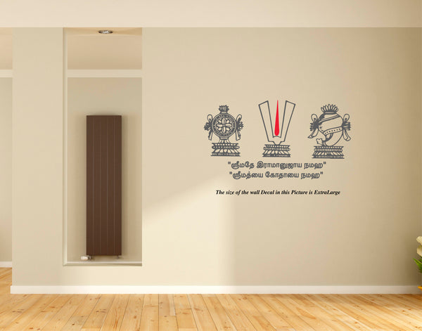 Thirunamam, Sangu and Chakra with Tamil quotes Wall Decal