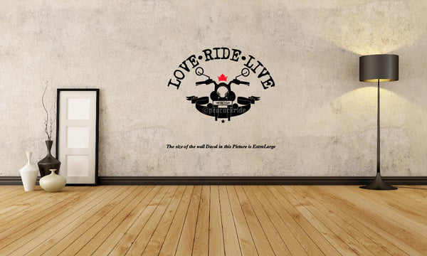 Live Ride Live , Travel ,Motor Cycles Wall Decal, Travel wall sticker, motor cycle wall sticker